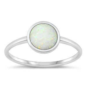 Sterling Silver White Lab Opal Ring