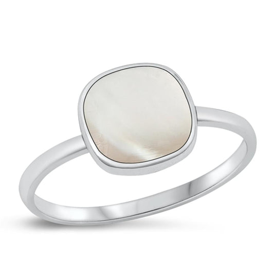 Sterling Silver Mother of Pearl Cushion Ring