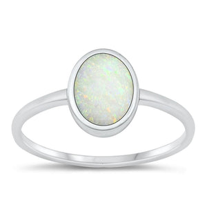 Sterling Silver White Lab Opal Ring