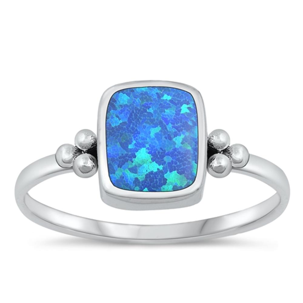 Sterling Silver Blue Lab Opal Bali Ring