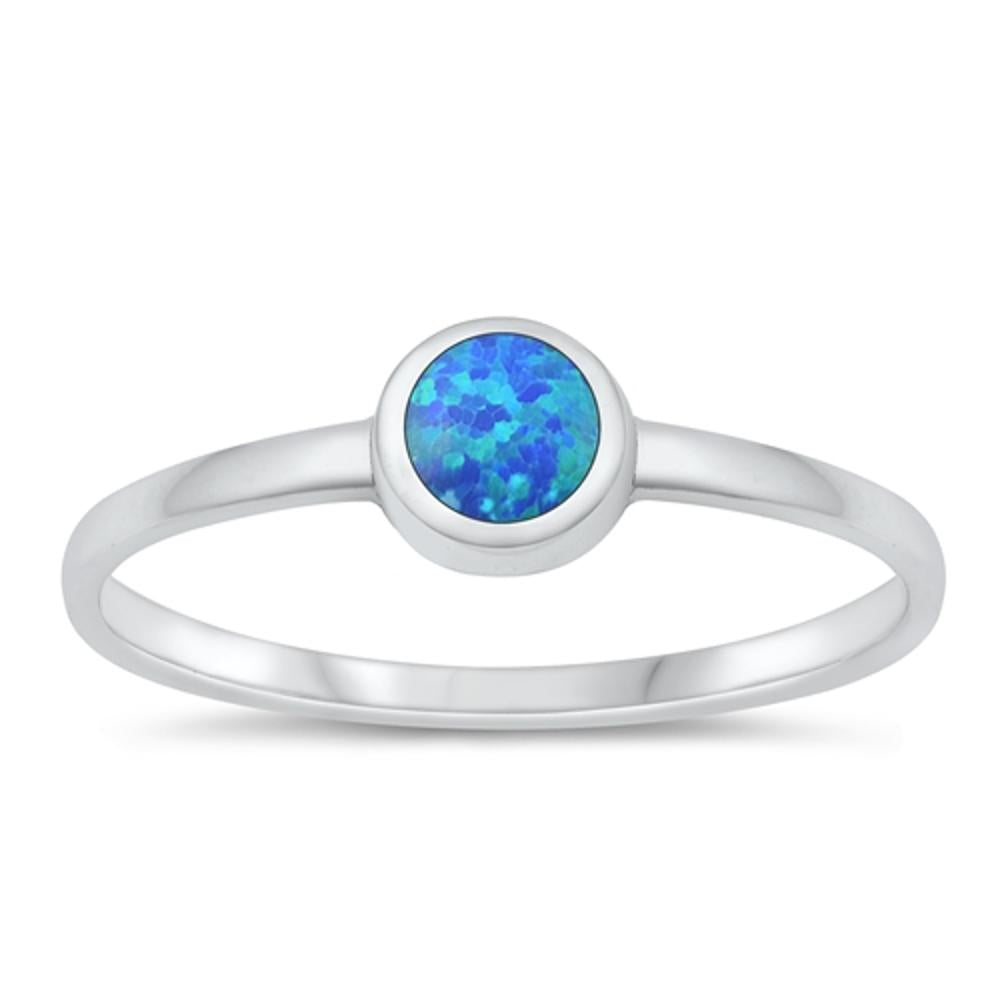 Sterling Silver Blue Lab Opal Ring