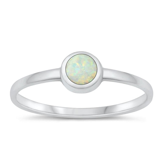 Sterling Silver White Lab Opal Ring