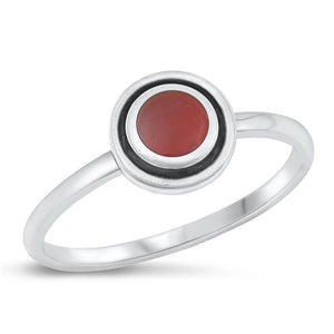 Sterling Silver Red Agate Circle Ring