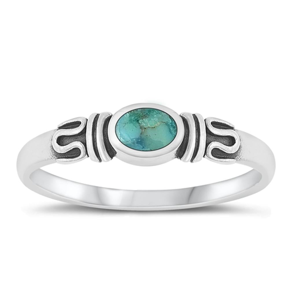 Sterling Silver Turquoise Bali Ring