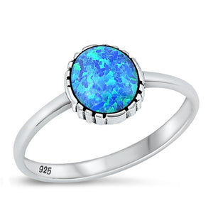 Sterling Silver Oval Blue Lab Opal Ring