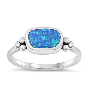 Sterling Silver Blue Lab Opal Bali Ring