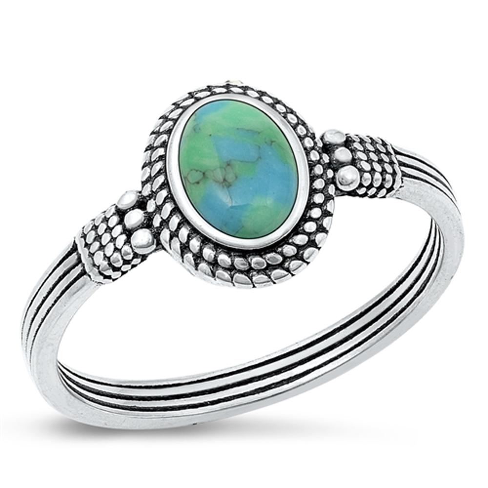 Sterling Silver Turquoise Bali Ring