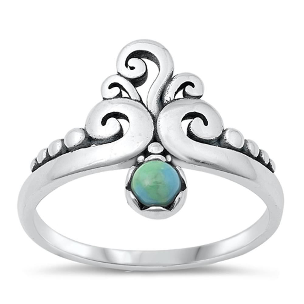 Sterling Silver Turquoise Crown Ring