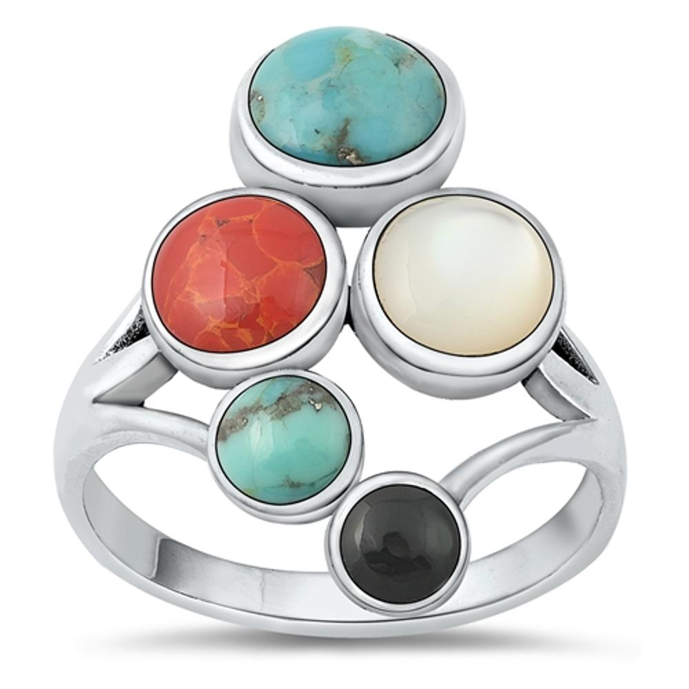 Sterling Silver Abstract Cocktail Turquoise Ring