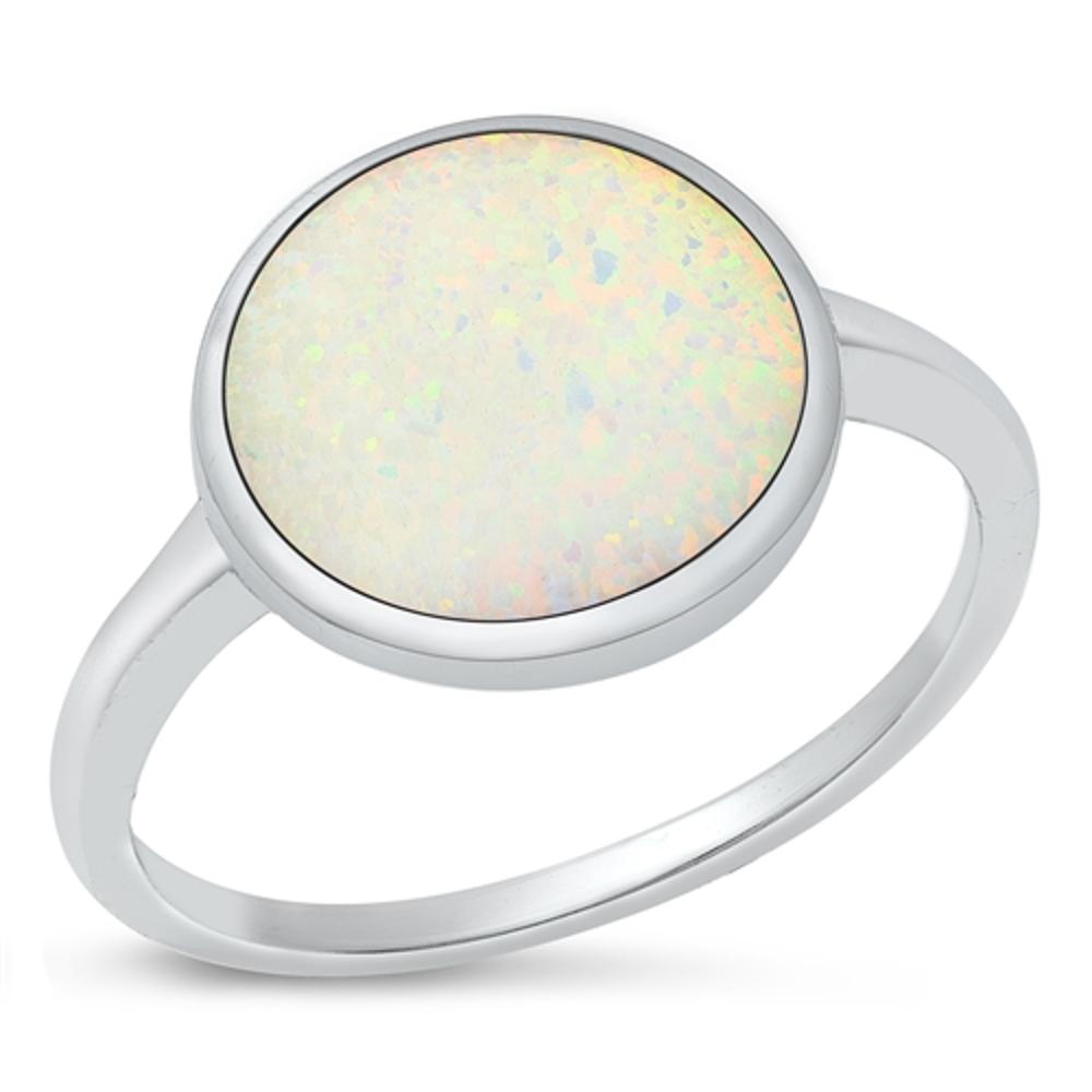 Sterling Silver White Lab Opal Cocktail Ring