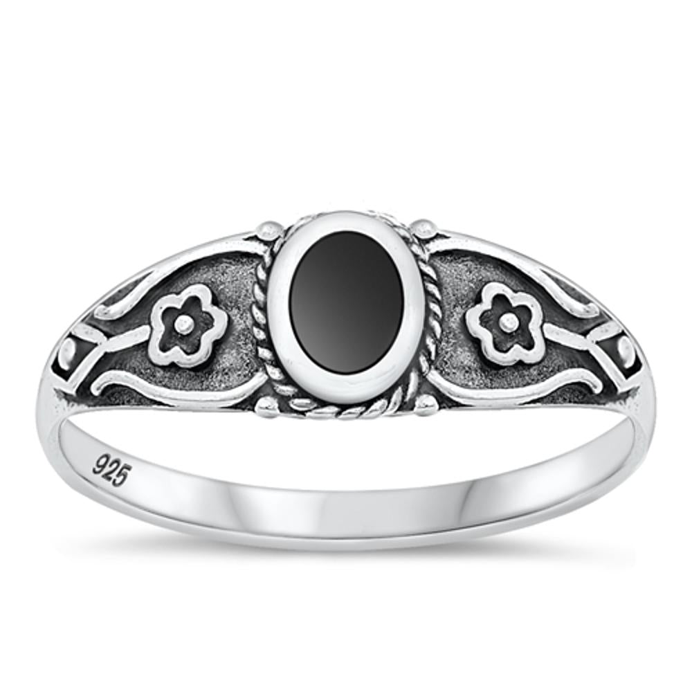 Sterling Silver Black Agate Ring