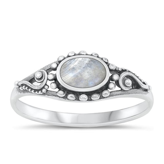 Sterling Silver Moonstone Bali Ring