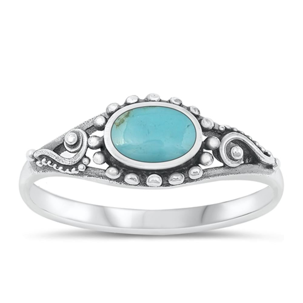 Sterling Silver Turquoise Bali Ring