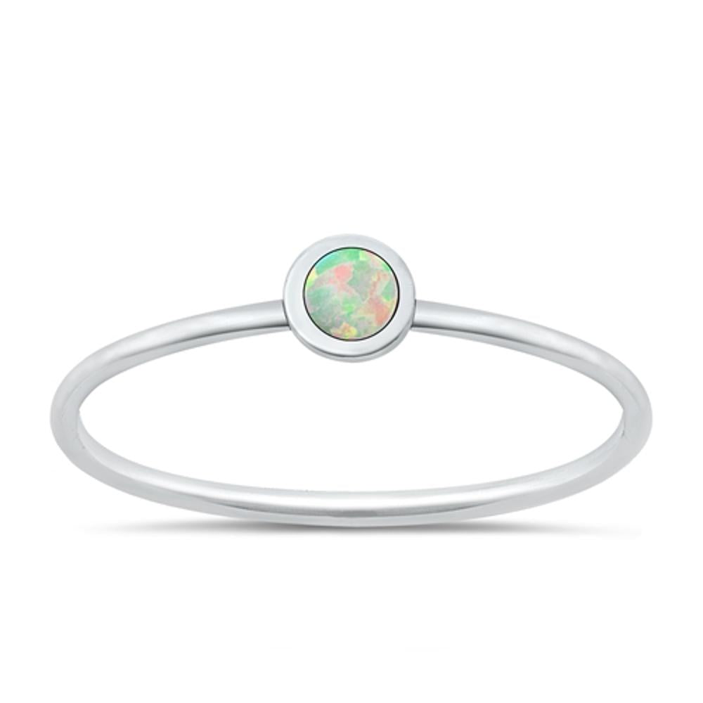 Sterling Silver White Lab Opal Ring