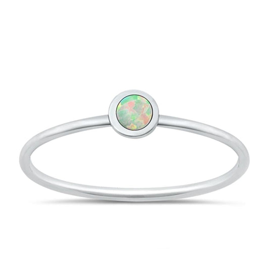 Sterling Silver White Lab Opal Ring