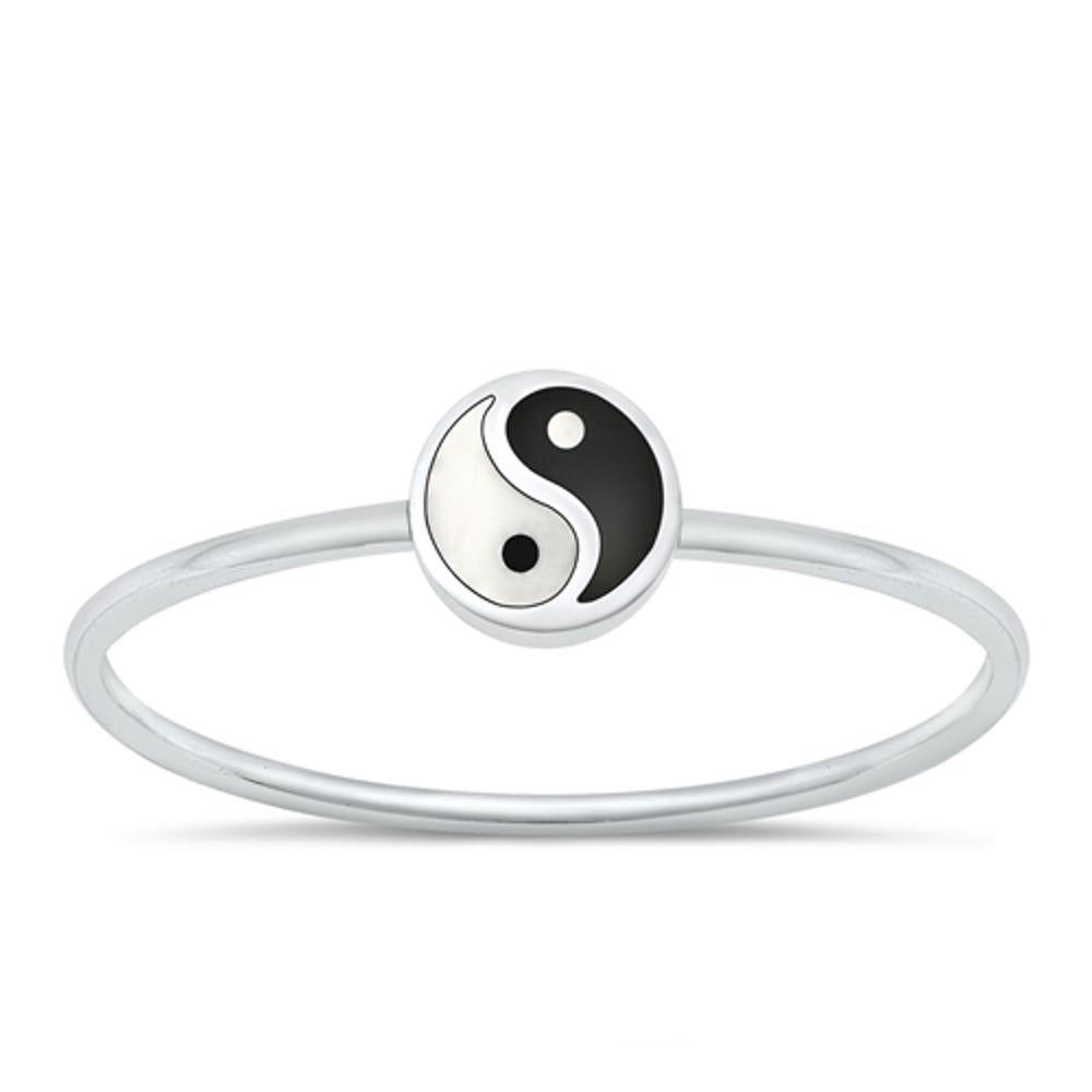 Sterling Silver Mother of Pearl Yin & Yang Ring