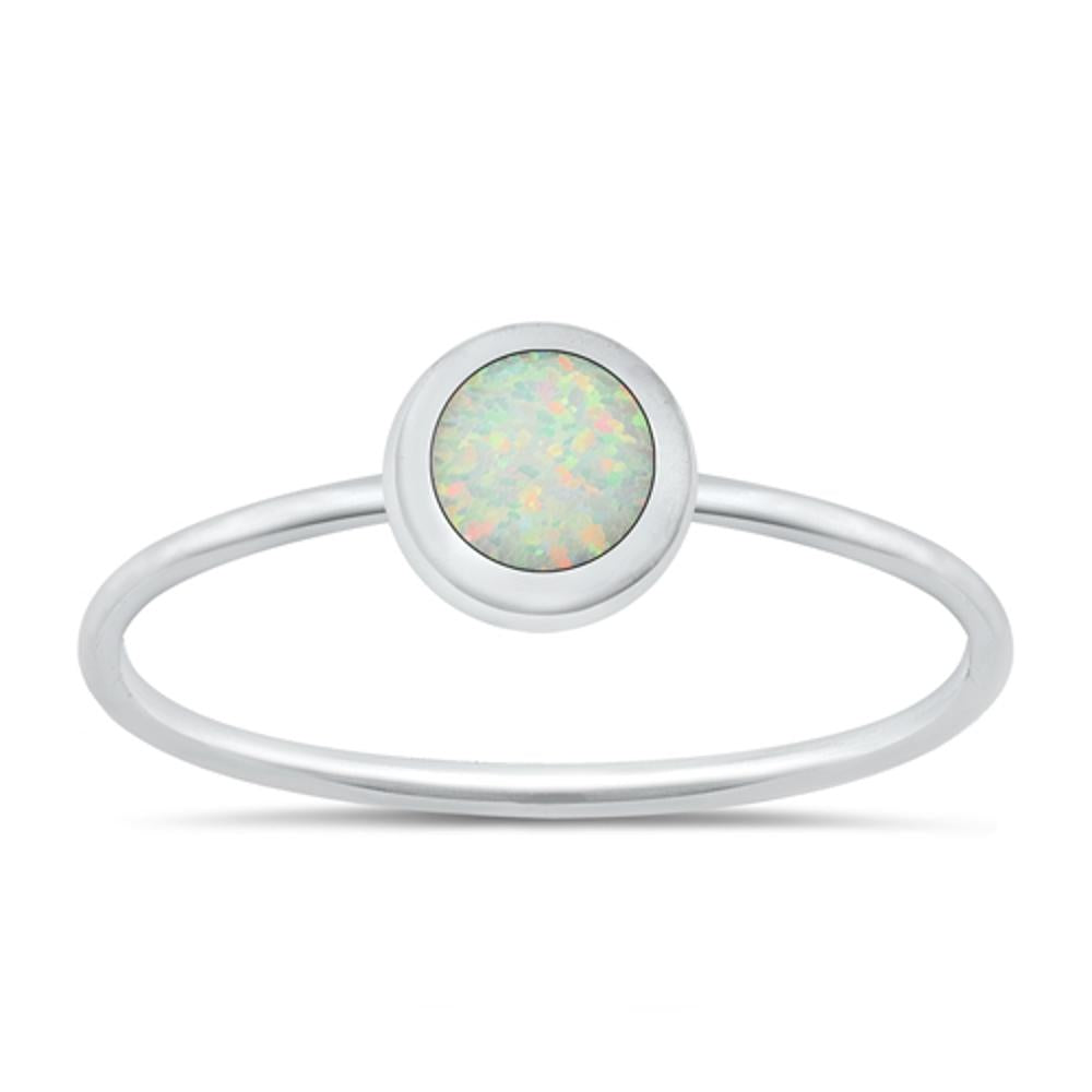 Sterling Silver White Lab Opal Ring