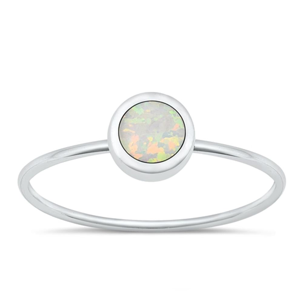 Sterling Silver White Lab Opal Ring