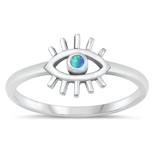 Sterling Silver Blue Lab Opal Eye Ring