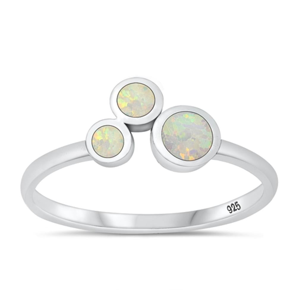 Sterling Silver White Lab Opal Ring