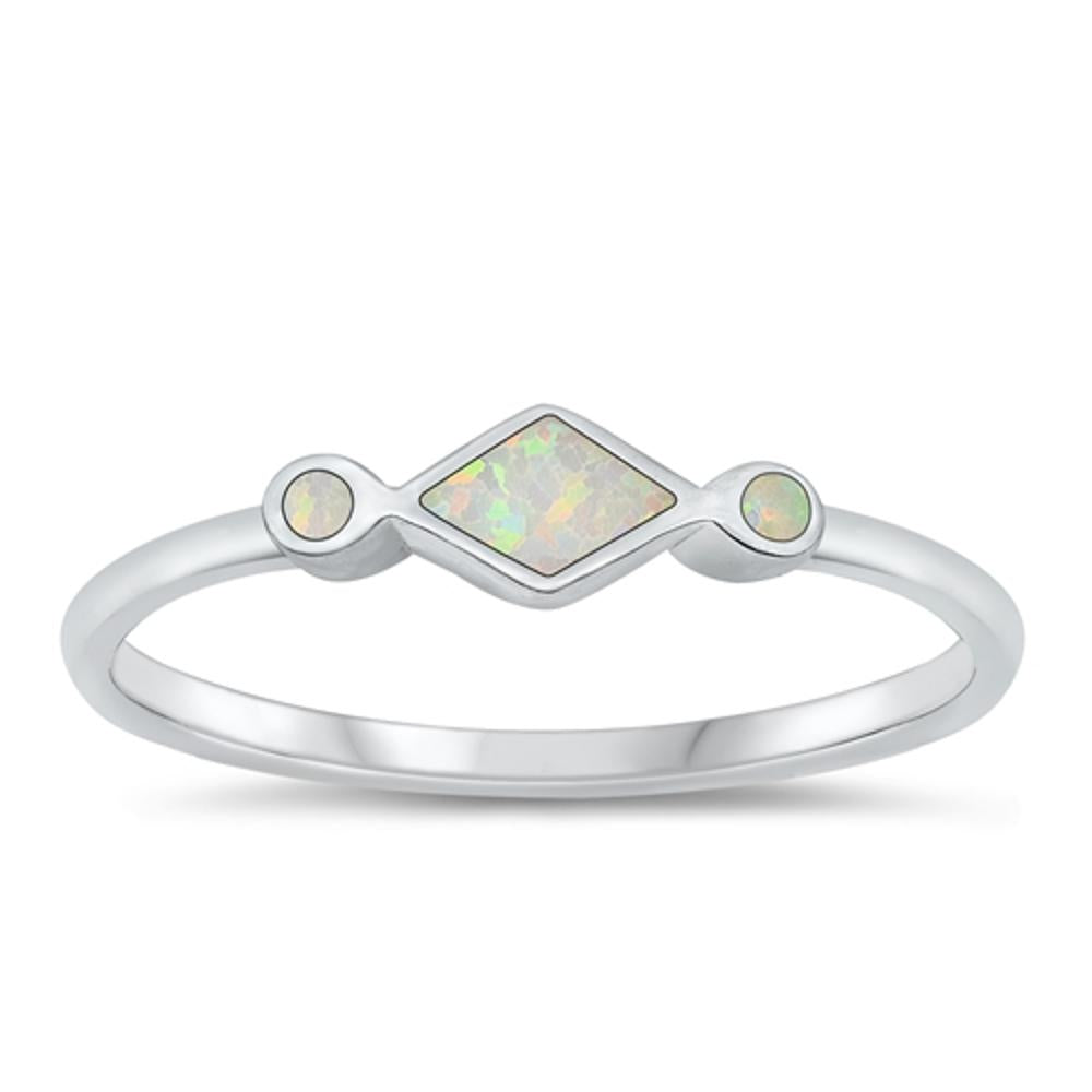 Sterling Silver White Lab Opal Ring