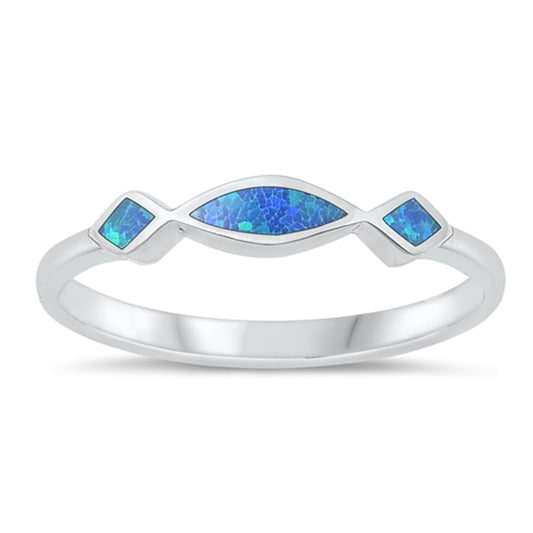 Sterling Silver Blue Lab Opal Ring