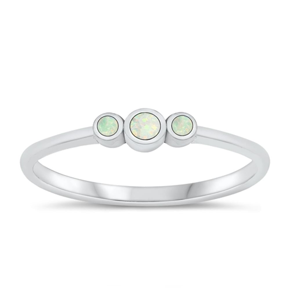 Sterling Silver White Lab Opal Ring