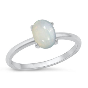 Sterling Silver White Lab Opal Stone Ring