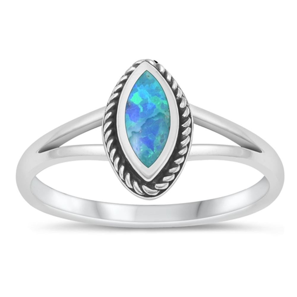 Sterling Silver Blue Lab Opal Ring