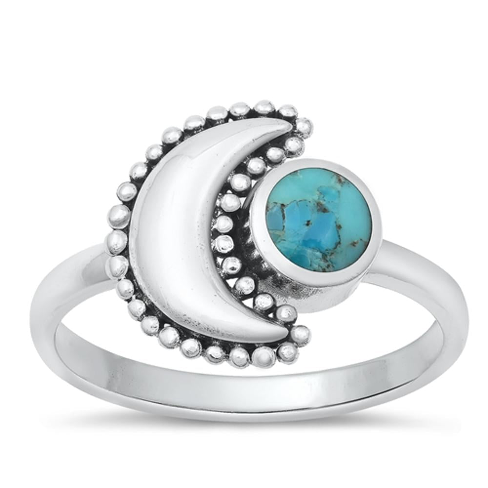 Sterling Silver Turquoise Moon Ring