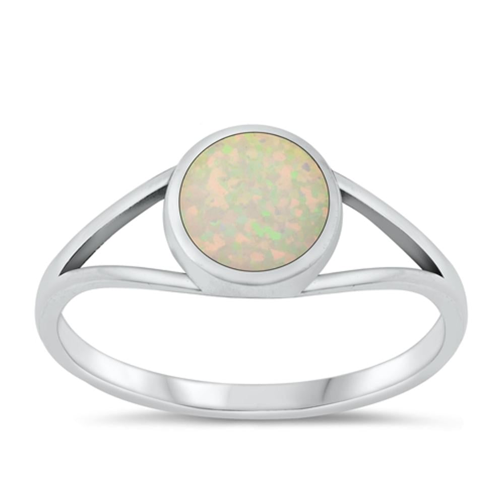 Sterling Silver White Lab Opal Ring