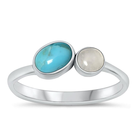 Sterling Silver Moonstone & Turquoise Ring