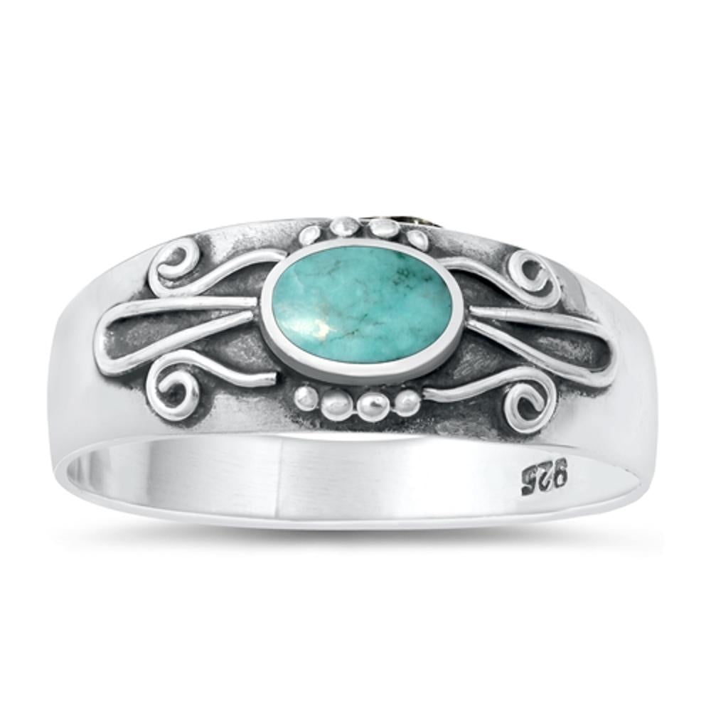 Sterling Silver Turquoise Bali Ring