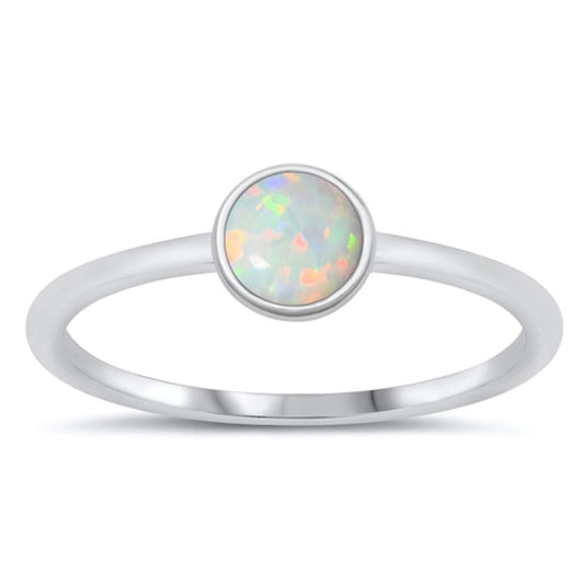 Sterling Silver White Lab Opal Ring