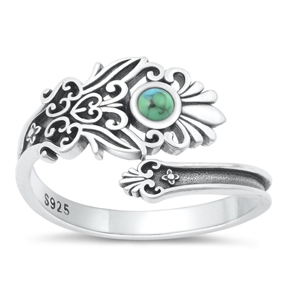 Sterling Silver Turquoise Celtic Spoon Ring