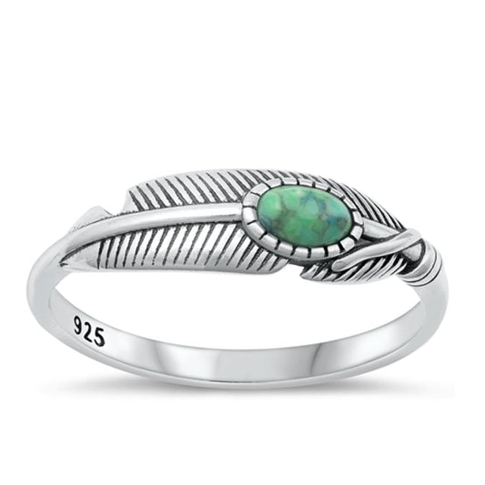 Sterling Silver Turquoise Feather Ring