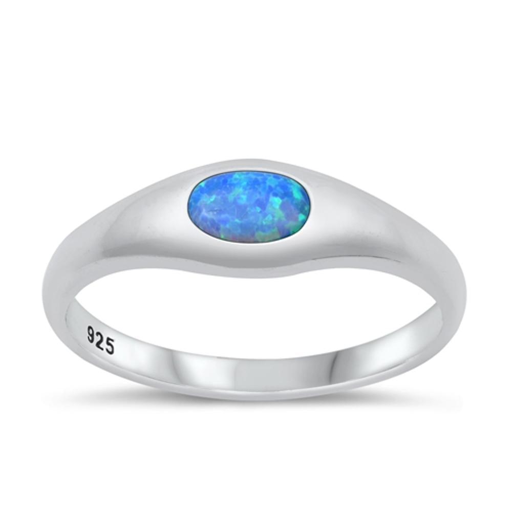 Sterling Silver Blue Lab Opal Ring