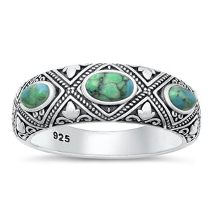 Sterling Silver Turquoise Bali Ring