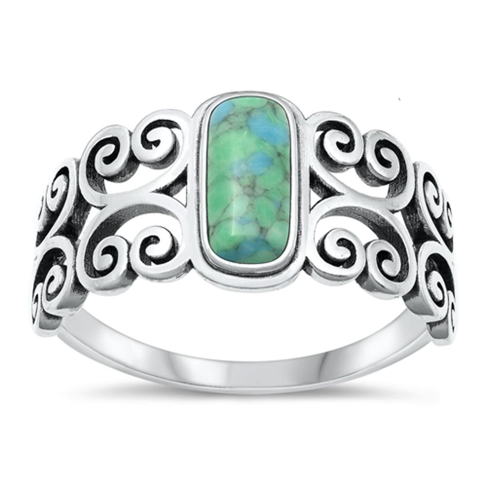 Sterling Silver Turquoise Swirl Ring