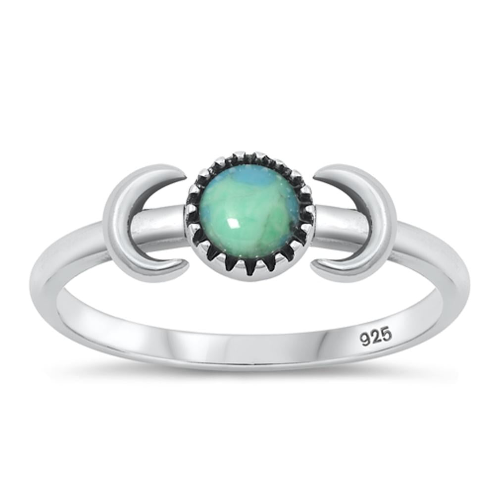 Sterling Silver Turquoise Moon Ring