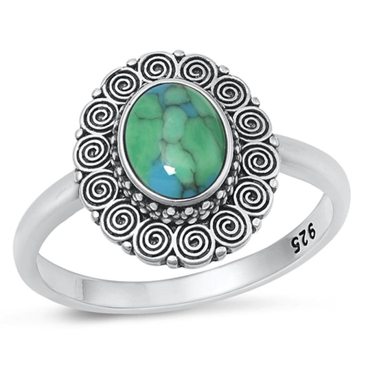 Sterling Silver Turquoise Bali Cocktail Ring