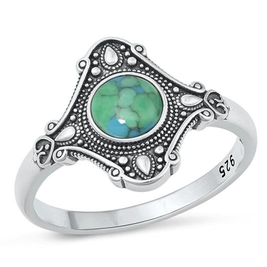 Sterling Silver Turquoise Bali Ring