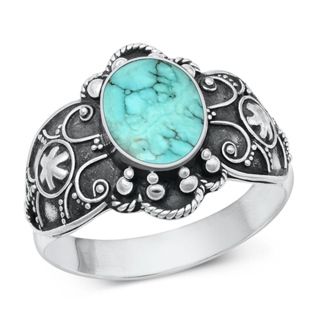 Sterling Silver Turquoise Bali Ring