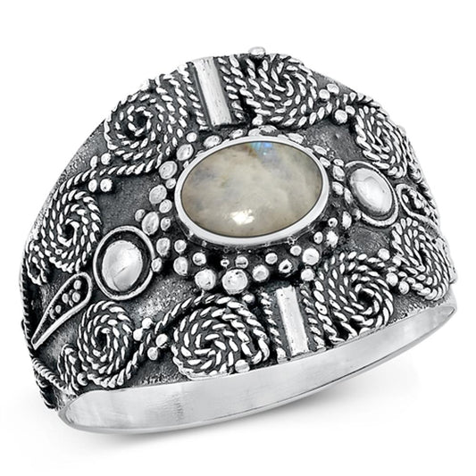 Sterling Silver Moonstone Bail Ring