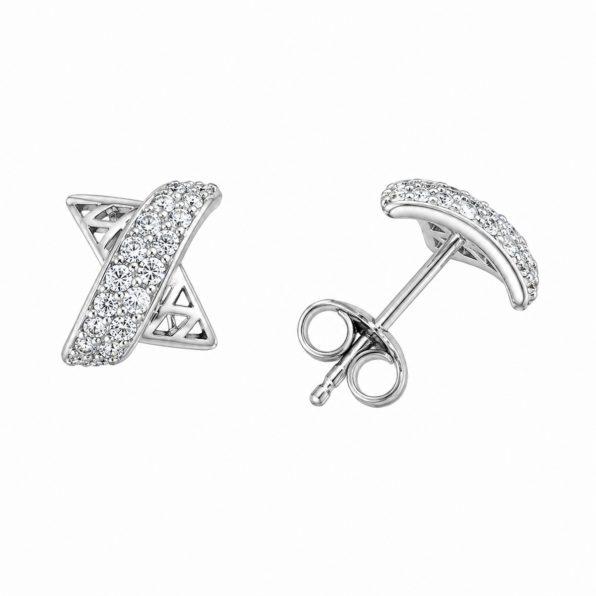 Hugs Kisses X Love Promise Criss Stud Earrings – Sterling Silver