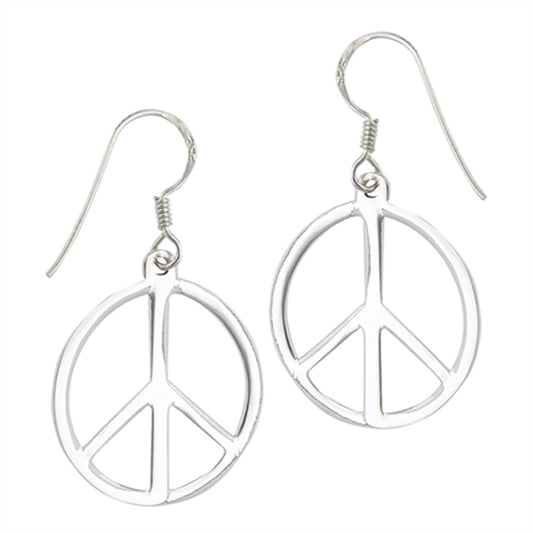 Stainless Steel High Polish Dangling Peace Earring