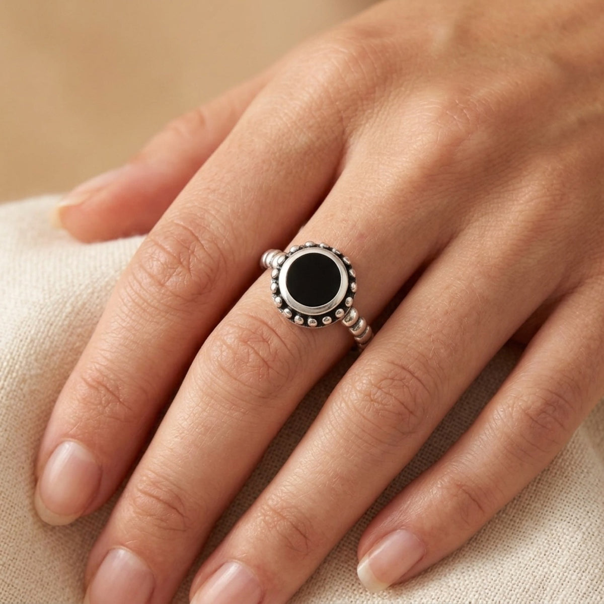 Bali Boho Black Onyx Ring worn