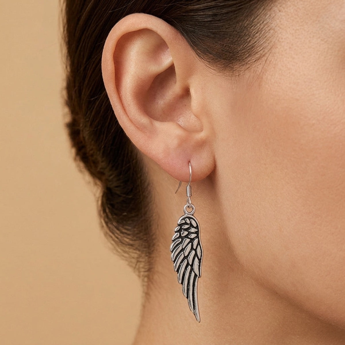 Angel Wing Earrings worn