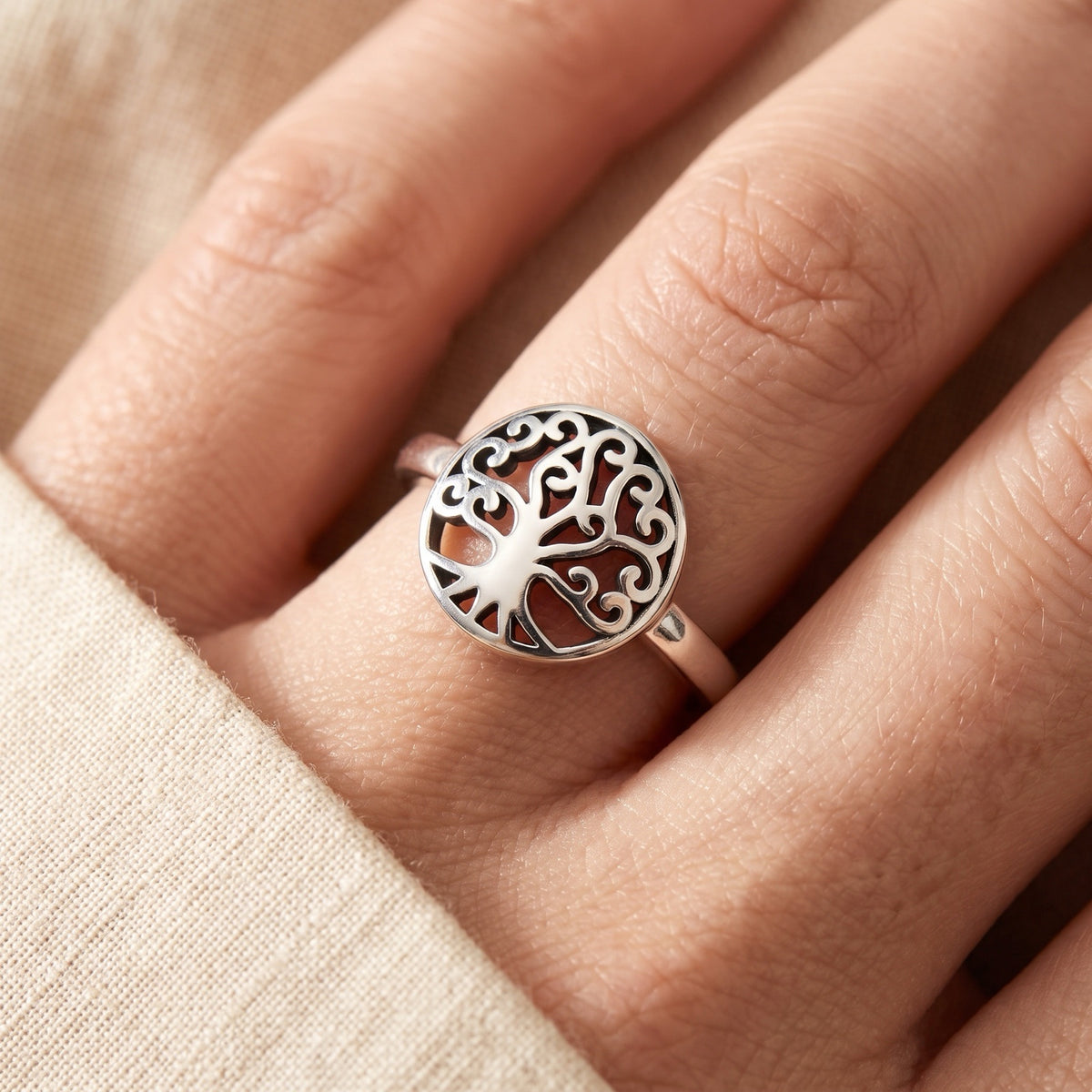 Celtic Tree of Life Ring worn