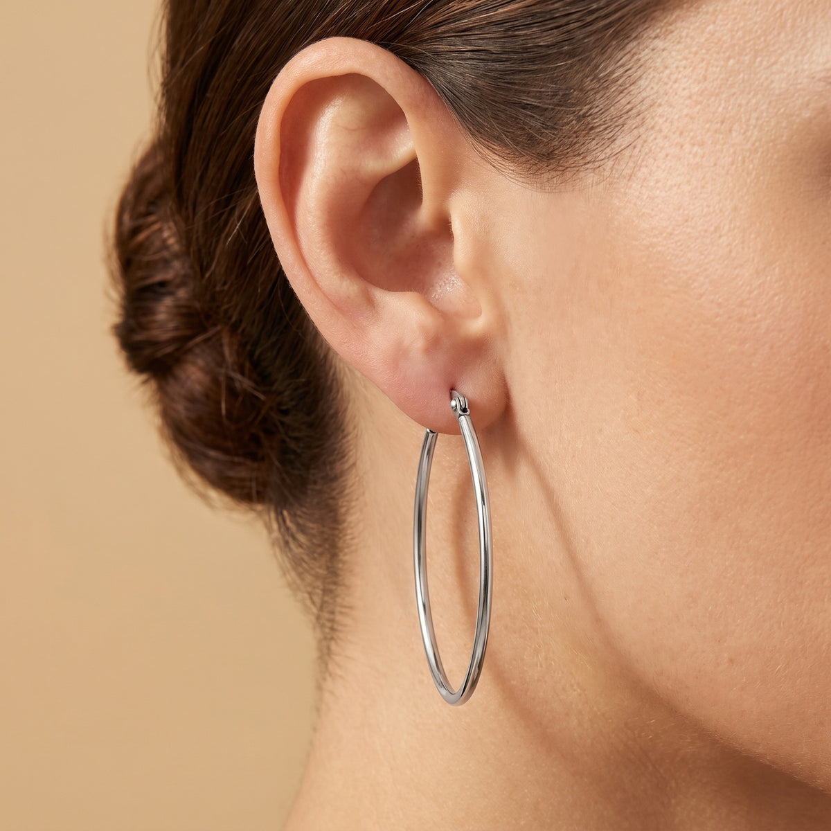 31mm Oval Hoop Earrings worn